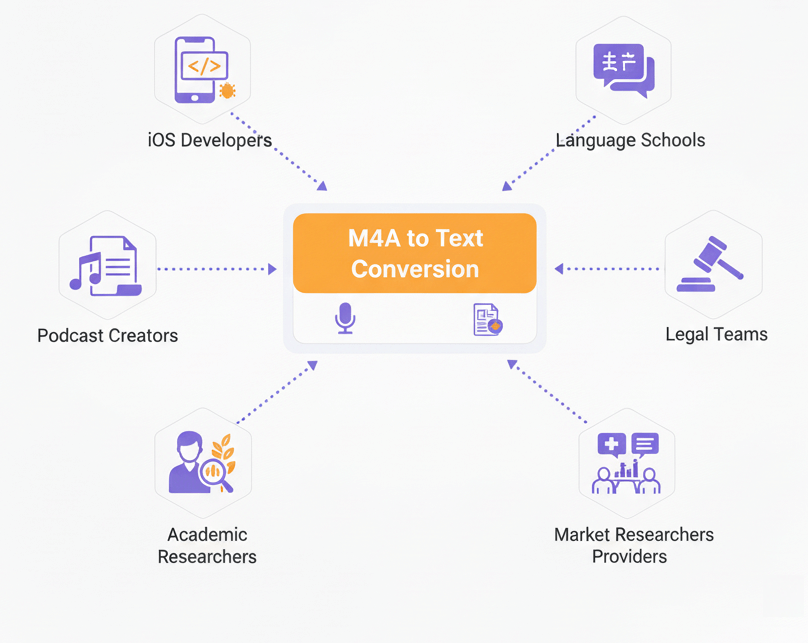 M4A transcription in professional workflows