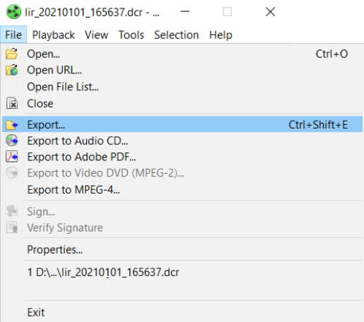 export dcr multi-channel audio