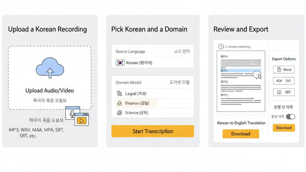 transcribe korean audio online